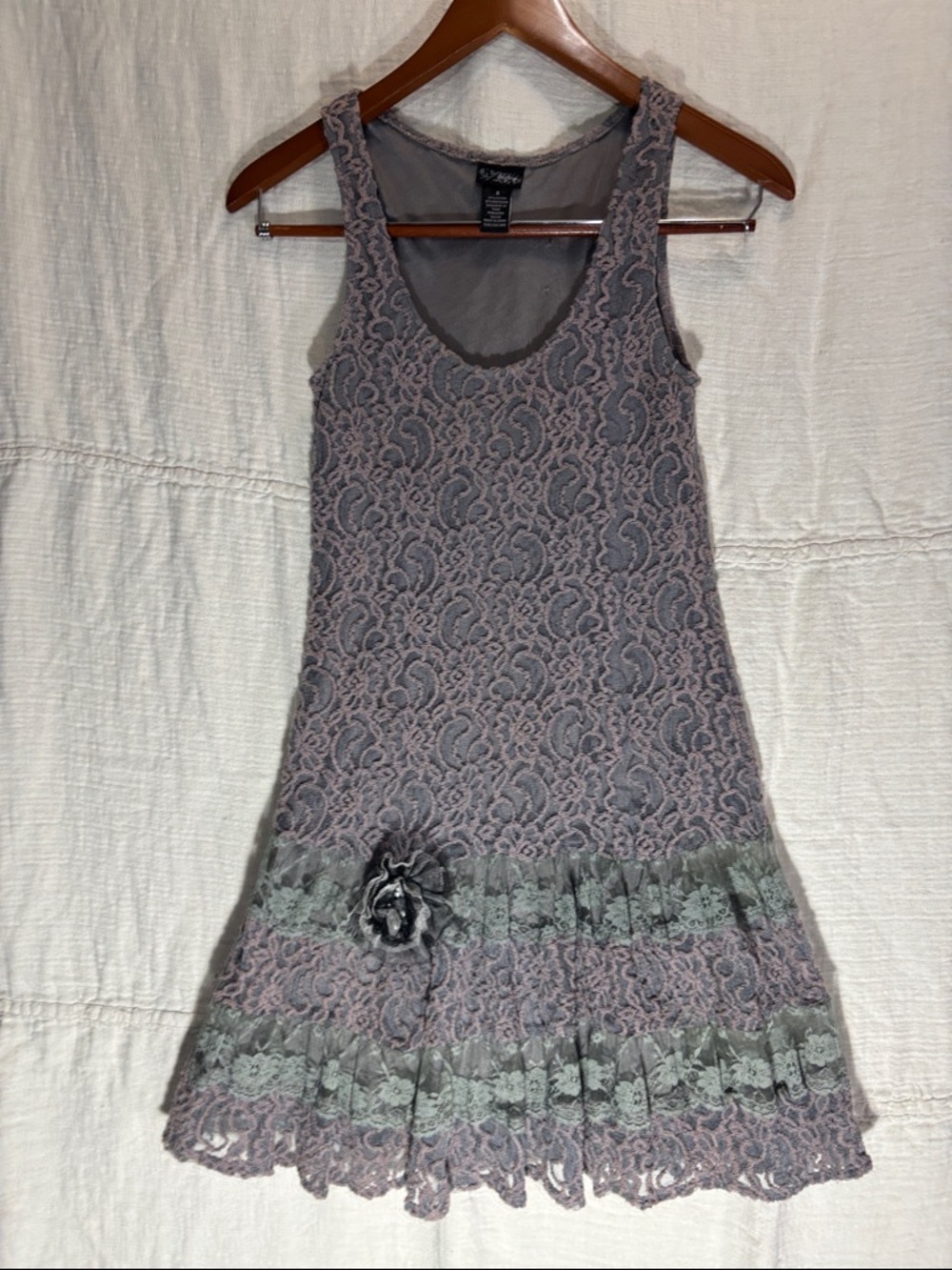 Daytrip Dusty Rose and Sage Lace Sleeveless Dress - Picture 5 of 5